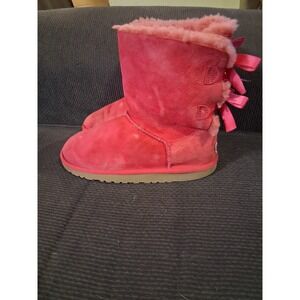 UGG Boots Womens‎ Size 4 Bailey Bow Mini Pink Wool Fur Lined